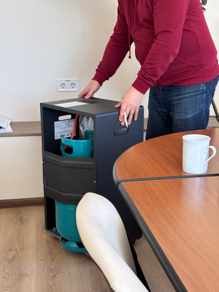 Gasvärmare på NAQAs kontor